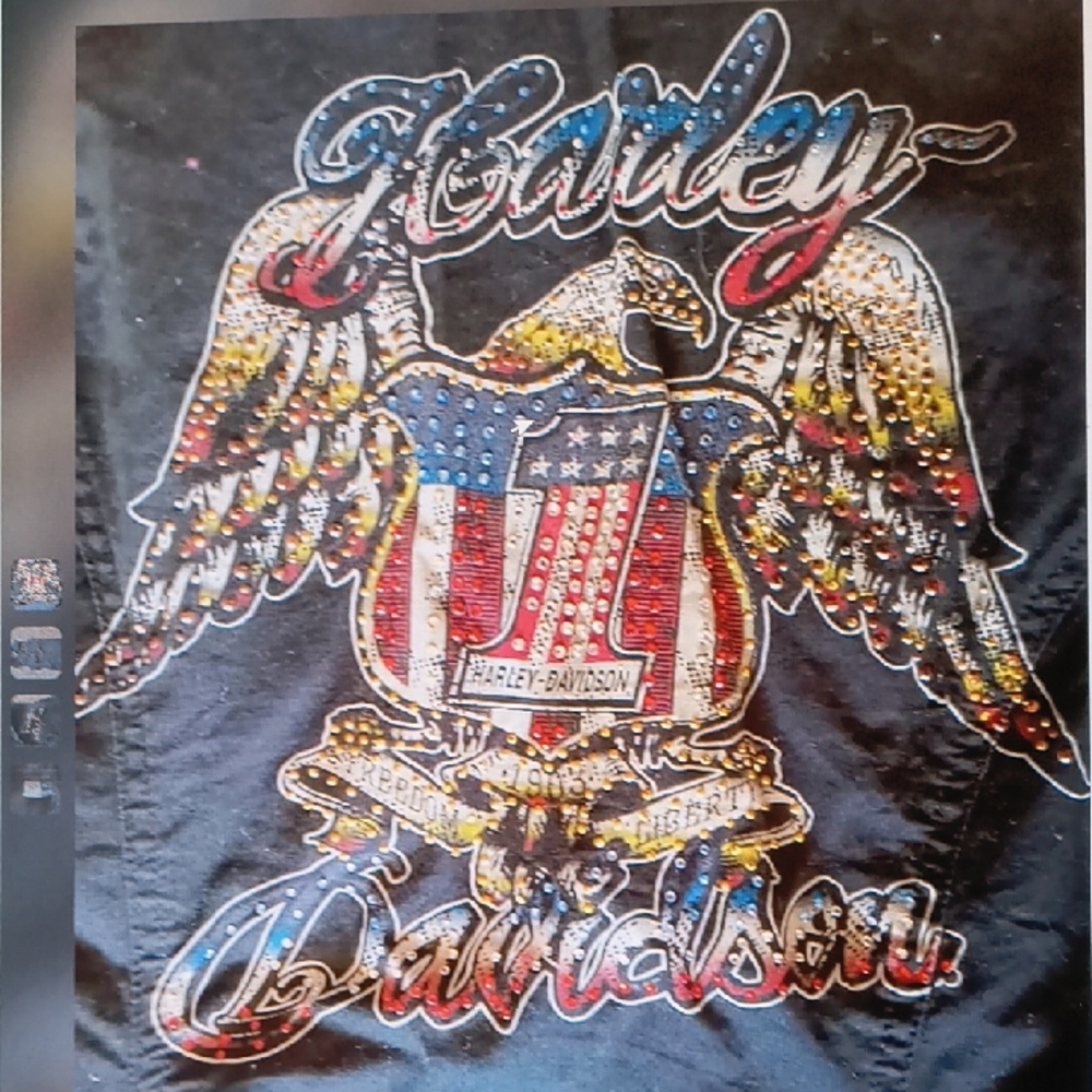 Harley-Davidson Black Jacket with Vibrant Eagle Design
